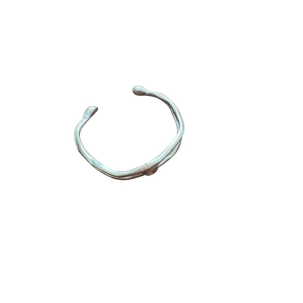 Serica Antares Bracelet Silver Tone Open Cuff Bezel Set Clear - Picture 4 of 5